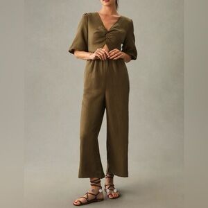 Anthropologie Sanchia Olive Green Jumpsuit with cutout - sz S - NWOT